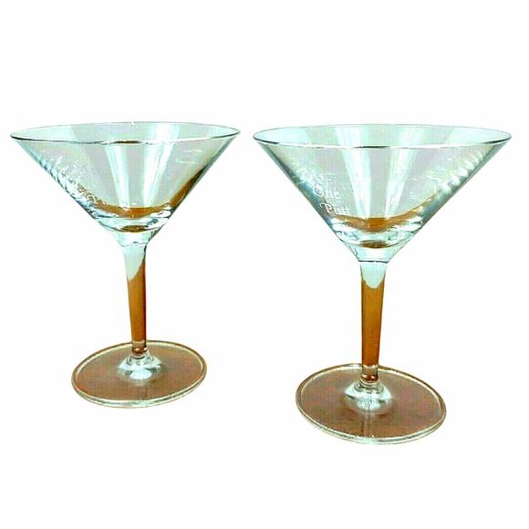 Schott Zwiesel Classic Crystal Martini Glasses Etched Golf Gift Set of 2 - Picture 1 of 7